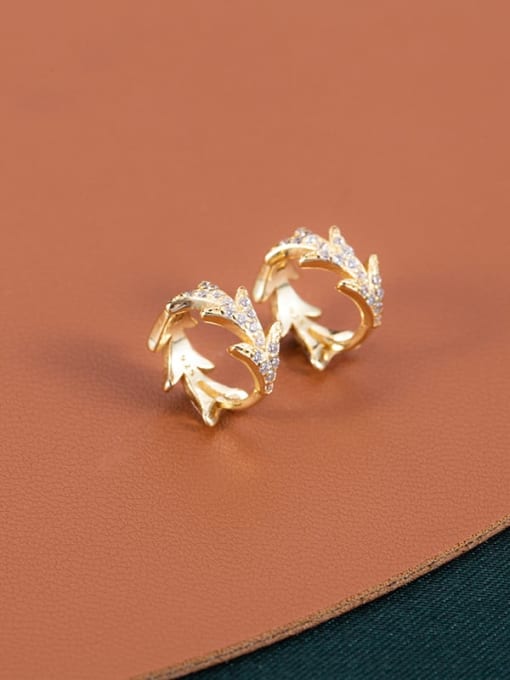 ES2291 [Gold] 925 Sterling Silver Cubic Zirconia Geometric Minimalist Huggie Earring